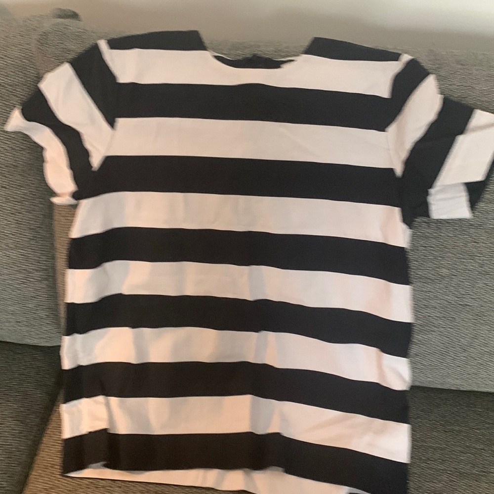 Cute canvas striped zip blouse